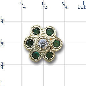 AC486 14K FLOWER LOOK SLIDE WITH EMERALD AND DIAMOND 